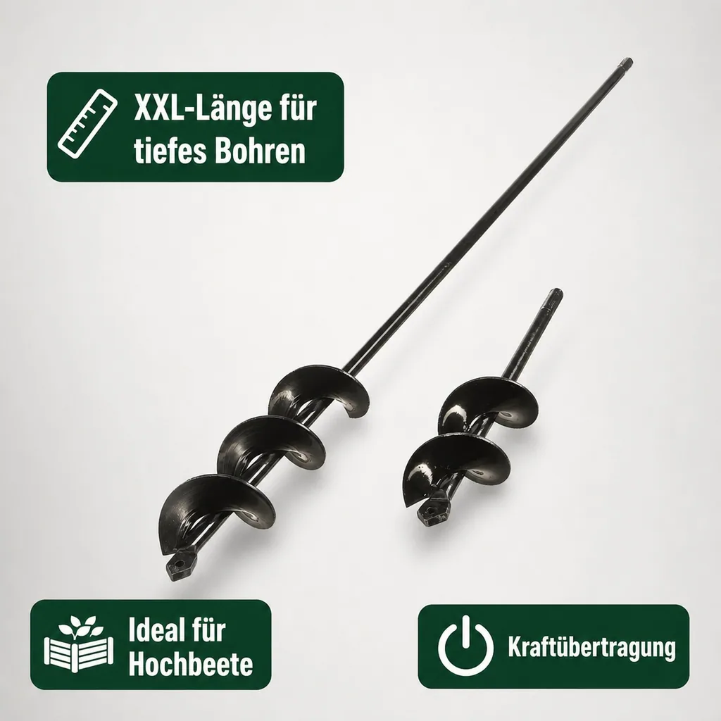 Stahl Pflanzbohrer/ Erdlochbohrer-Set, 2-teilig