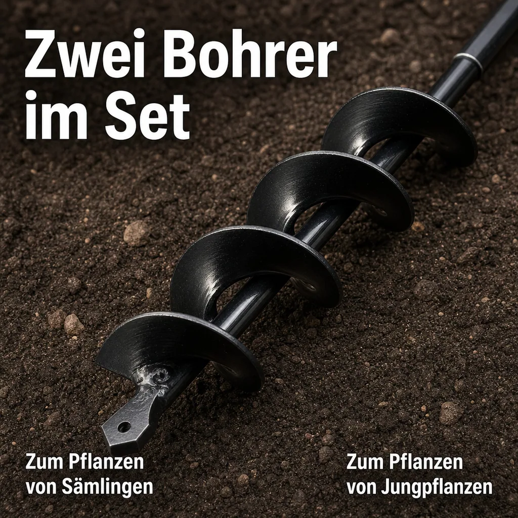 Stahl Pflanzbohrer/ Erdlochbohrer-Set, 2-teilig
