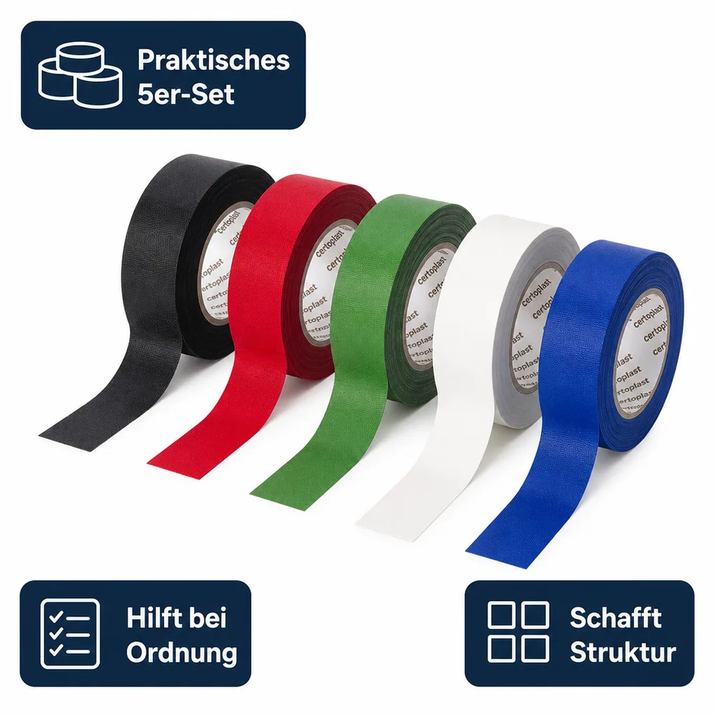 Gewebeklebeband farbig, 5er Set
