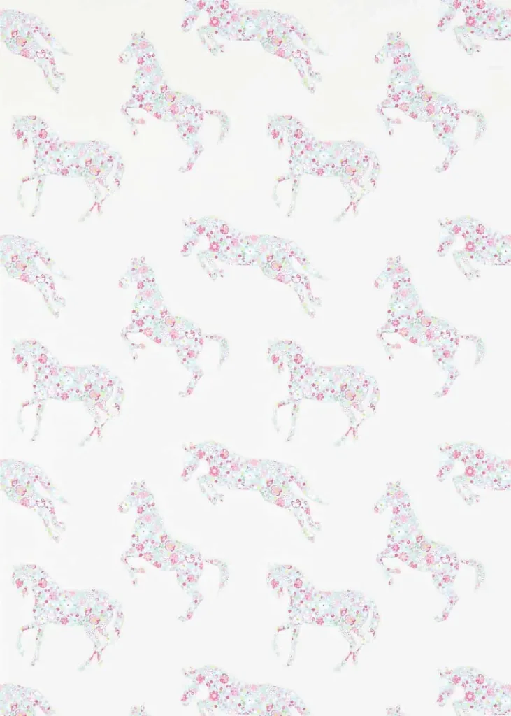 Little Sanderson Abracazoo Tapete Blumen Pferde creme hellblau pink