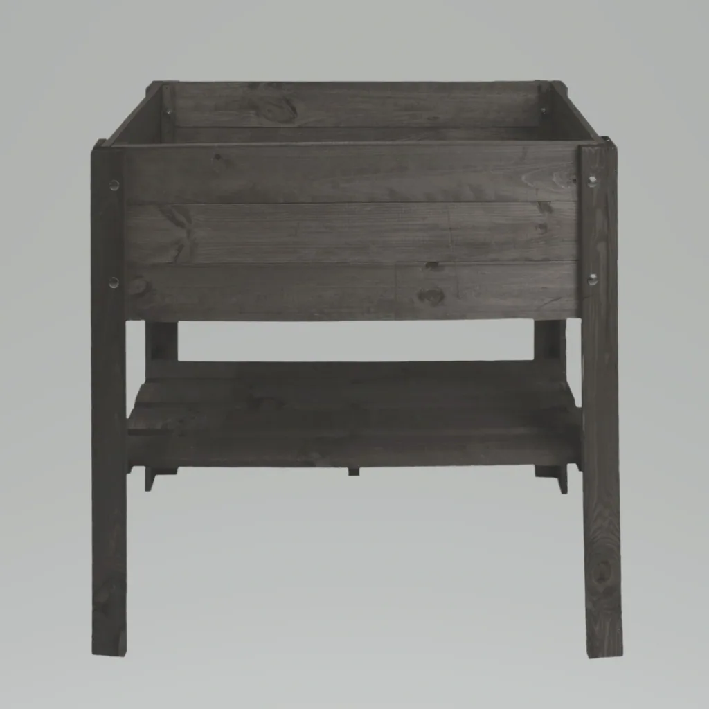 Hochbeet mit Ablage aus Holz - anthrazit