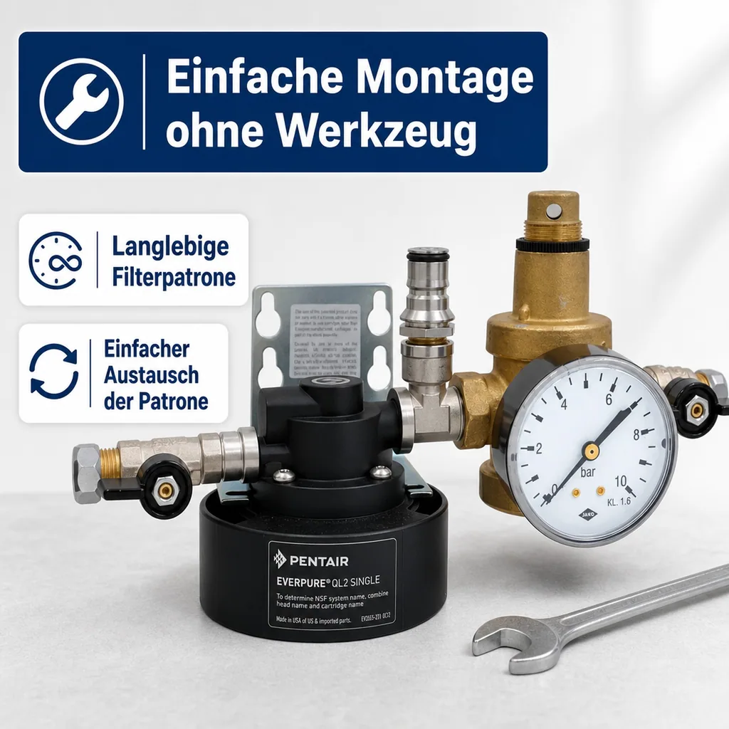 Wasserfiltersystem, Filteranlage, Filterkopf - QL3 mit Druckminderer