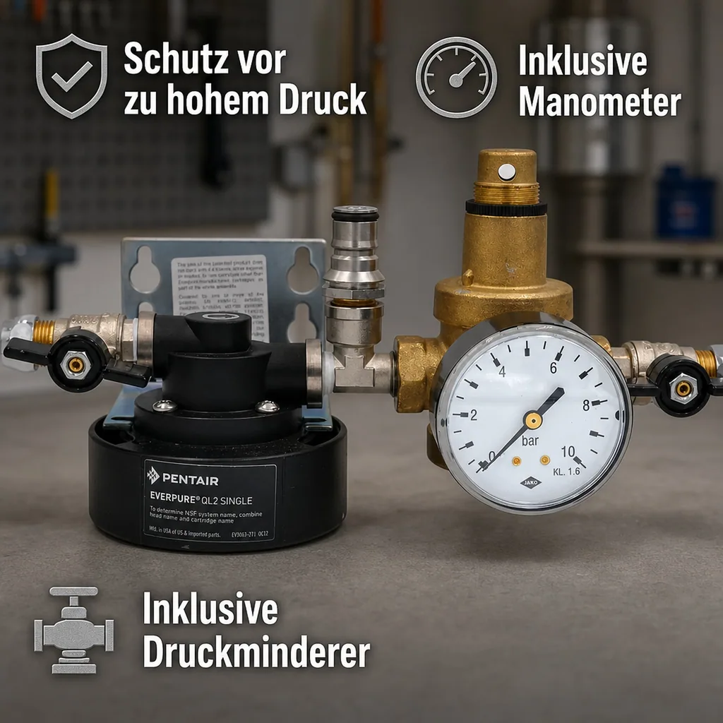 Wasserfiltersystem, Filteranlage, Filterkopf - QL3 mit Druckminderer