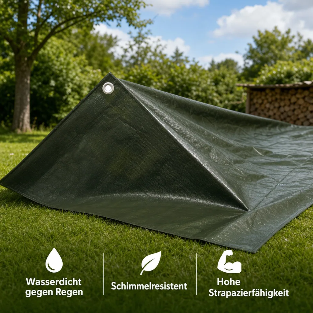 Abdeckplane grün 5x6m, 280 g/m², 30m², wasserdicht und reißfest