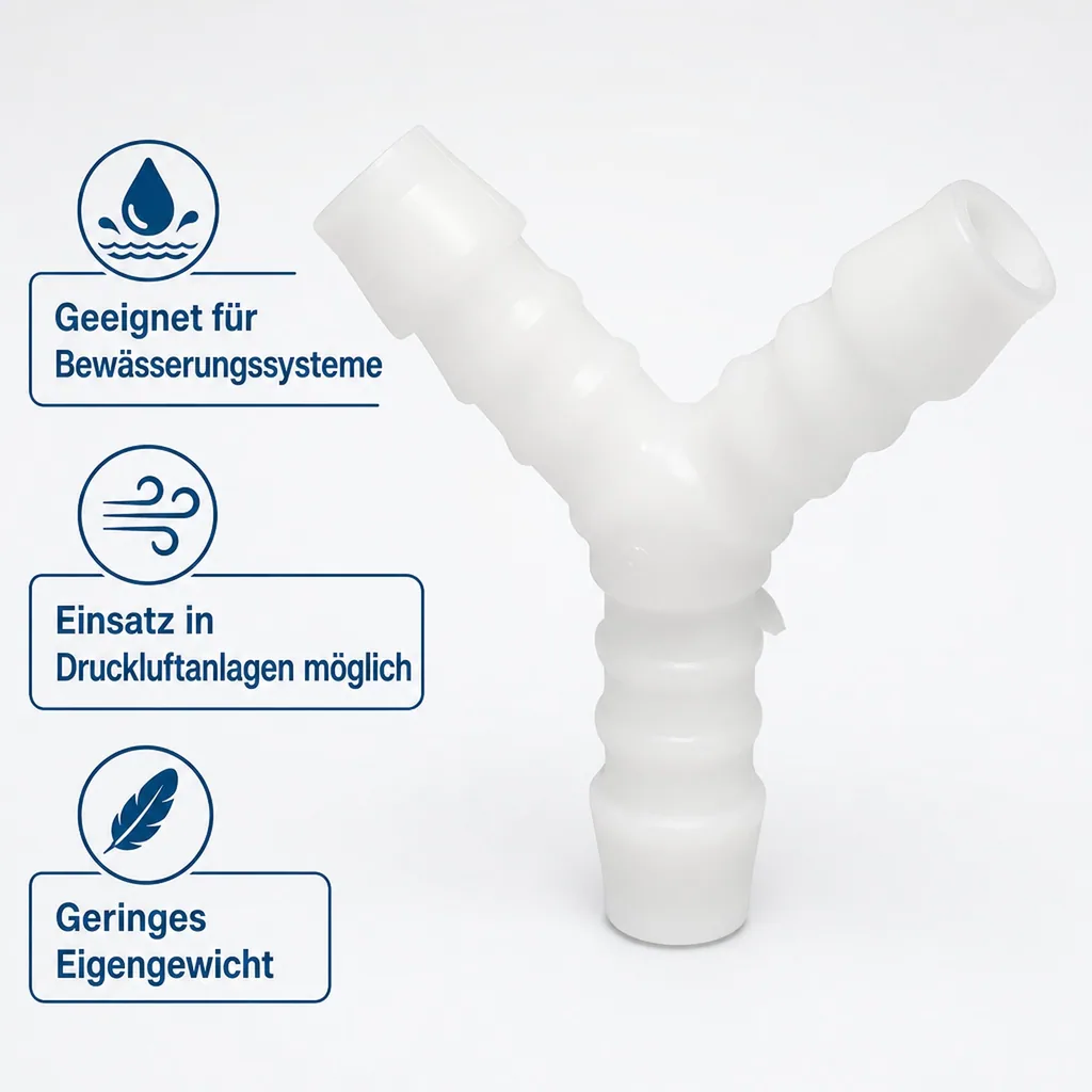 Schlauchverbinder 13mm, Y-Stück, Kunststoff