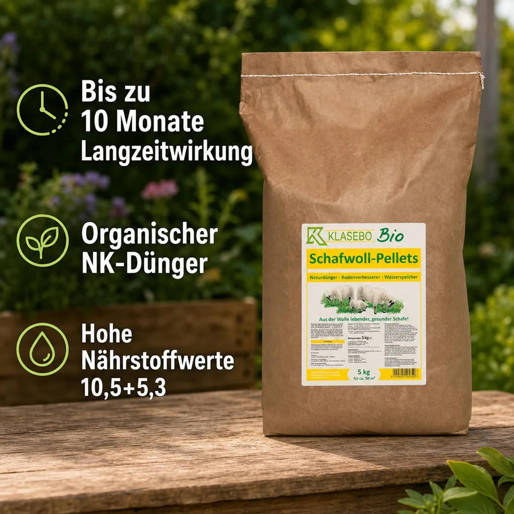 Schafwollpellets, Bio Dünger 5 kg für ca. 50 - 100 m²