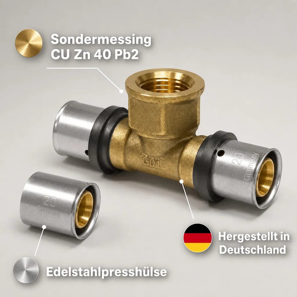 T Stück Pressfitting, 26mm, Trinkwasser, Heizung