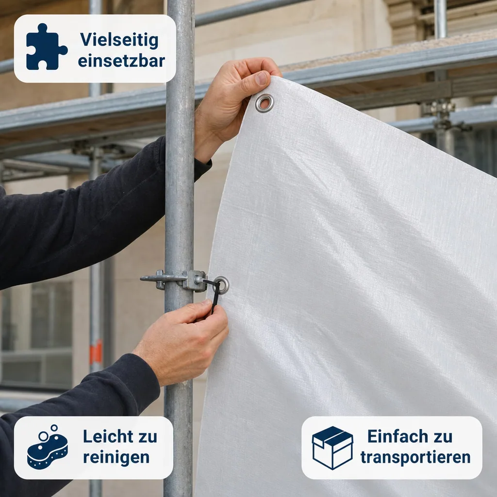 Gerüstplane 0,80 x 10 m, 150 g/m², Abdeckplane, weiß
