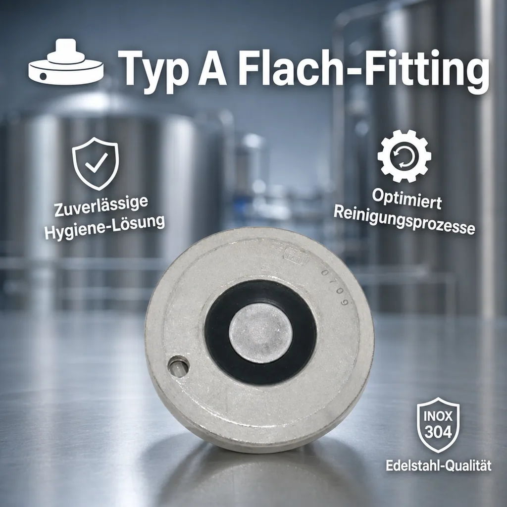Bier-Fitting für Reinigungsbehälter aus Edelstahl, Art: Flach- Fitting