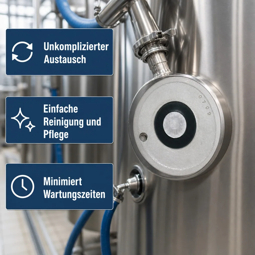 Bier-Fitting für Reinigungsbehälter aus Edelstahl, Art: Flach- Fitting