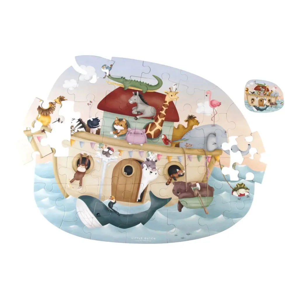 Little Dutch Bodenpuzzle Arche Noah XL FSC: Grosses Kinderpuzzle (44 Teile) - Konzentration & Motorik fördern