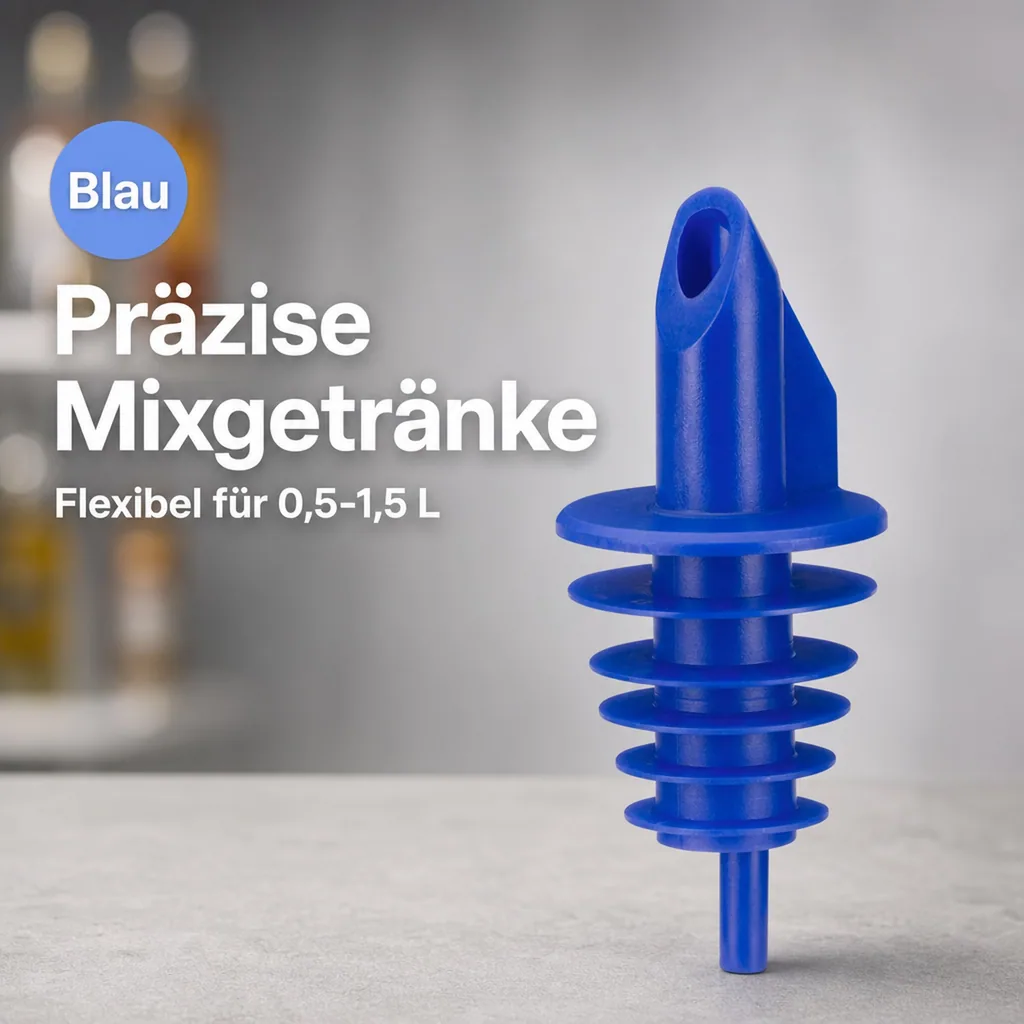 Ausgiesser - BILLY, Kunststoff, für 0,5 - 1,5 L Flaschen, mit 5 Lamellen, blau