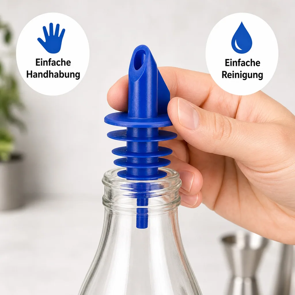 Ausgiesser - BILLY, Kunststoff, für 0,5 - 1,5 L Flaschen, mit 5 Lamellen, blau