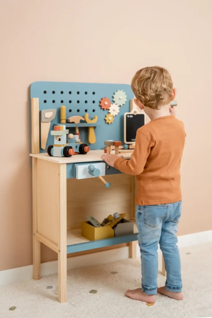 Little Dutch Werkbank Kinder, Spielzeug Werkzeug - Holz, Blau