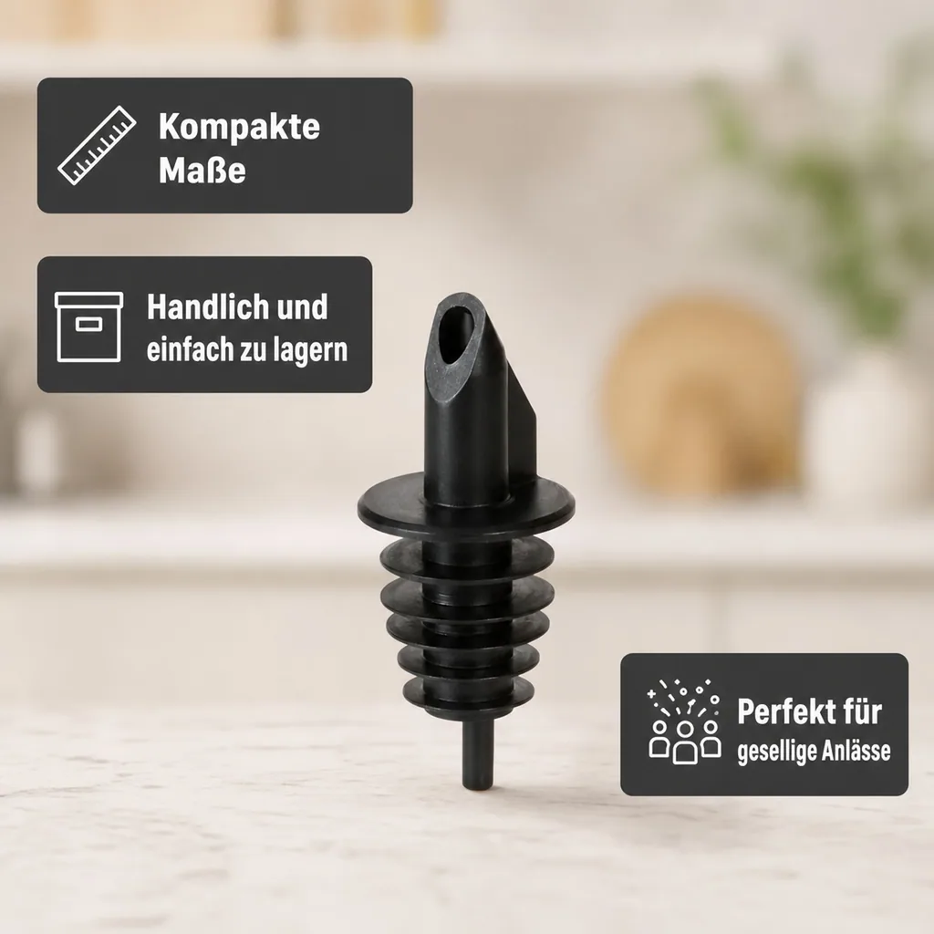 Ausgiesser - BILLY, Kunststoff, für 0,5 - 1,5 L Flaschen, mit 5 Lamellen, schwarz