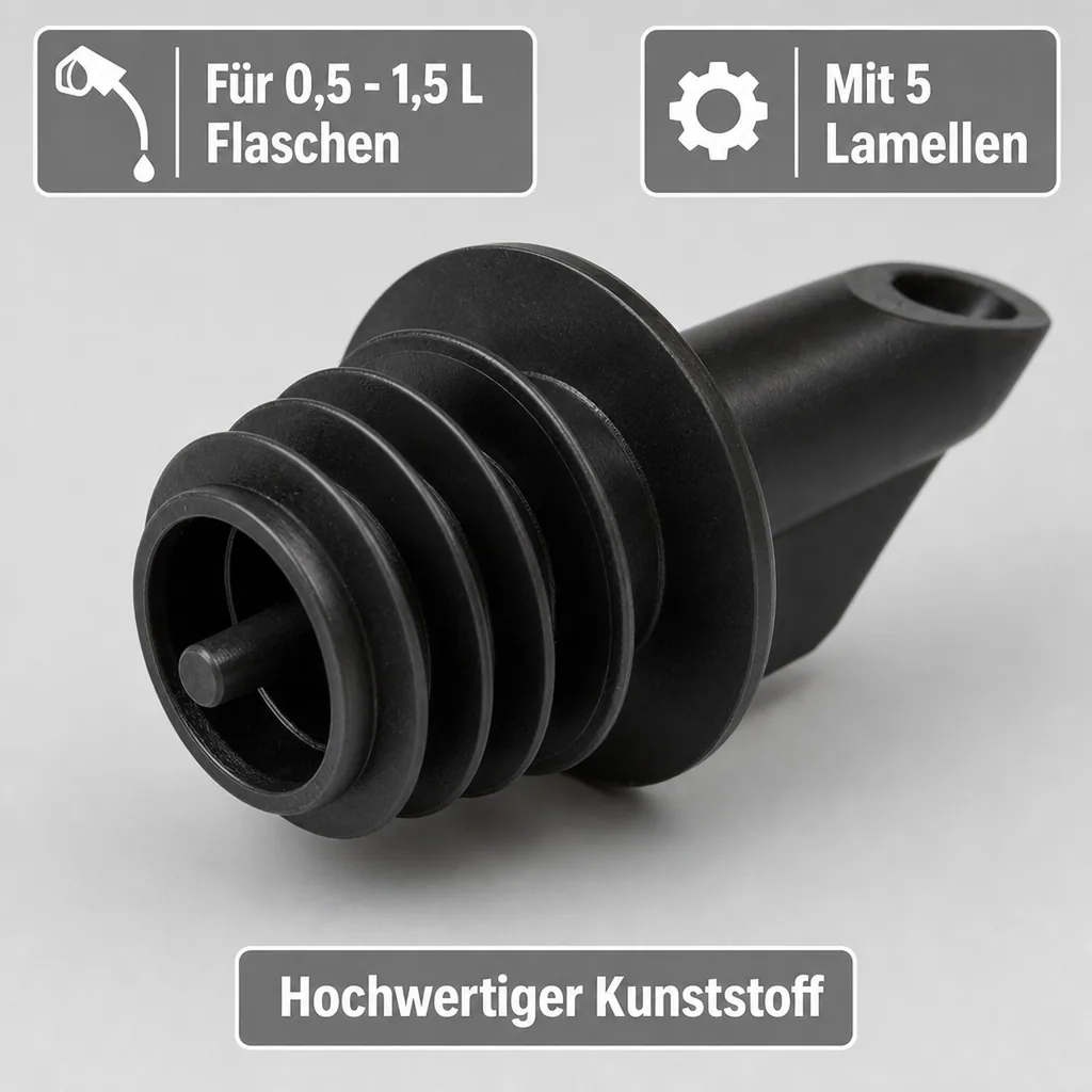 Ausgiesser - BILLY, Kunststoff, für 0,5 - 1,5 L Flaschen, mit 5 Lamellen, schwarz