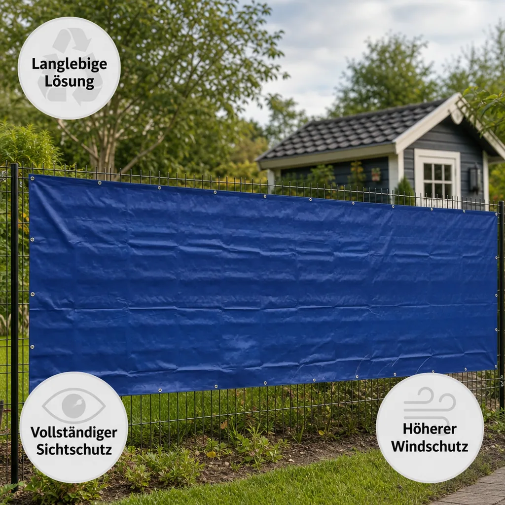 Bauzaunplane blau, 1,76x3,41m, 160g/m², Sichtschutz und Windschutz