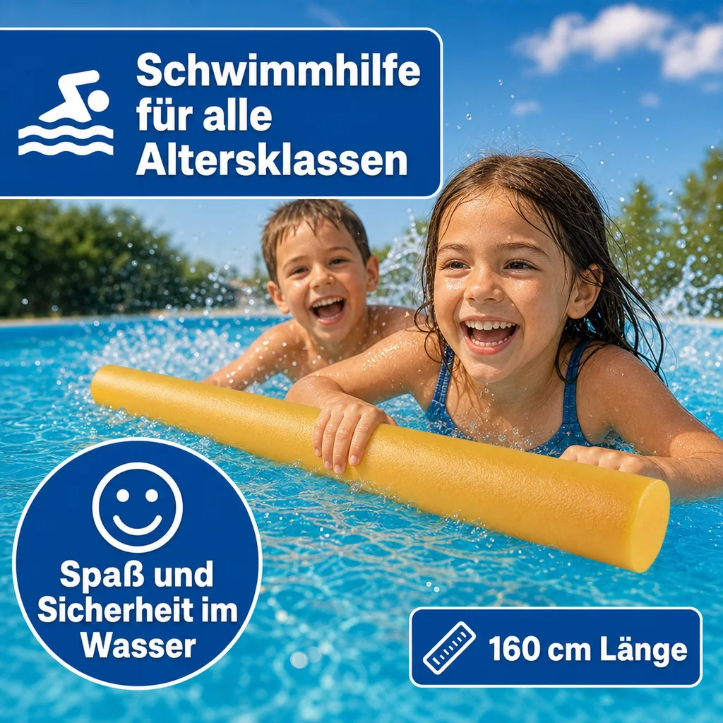 Poolnudel Gelb 160cm, Schwimmnudel, Schwimmhilfe