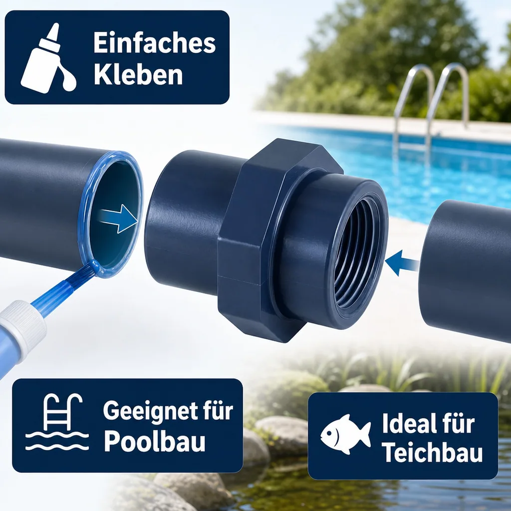 PVC Fitting, Übergangsmuffe, 32-25mm x 3/4 Zoll, PN10