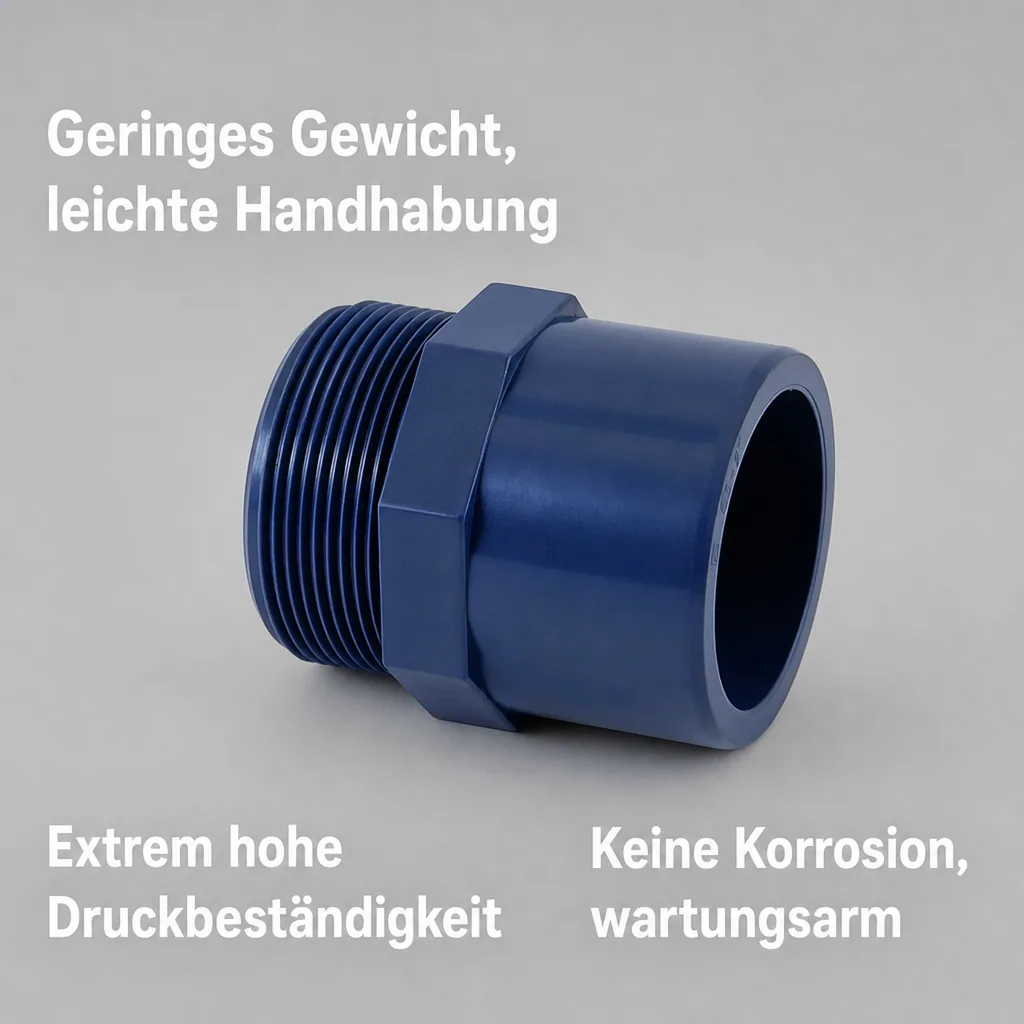 PVC Fittinge, Übergangsmuffe 25-20mm x 1/2", PVC-U, PN10