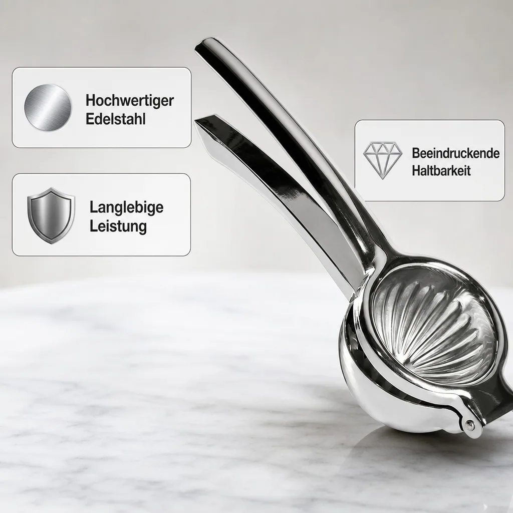 Zitronenpresse, Limettenpresse - SQUEEZY Perfektion für Ihre Zitrusfrüchte, Edelstahl