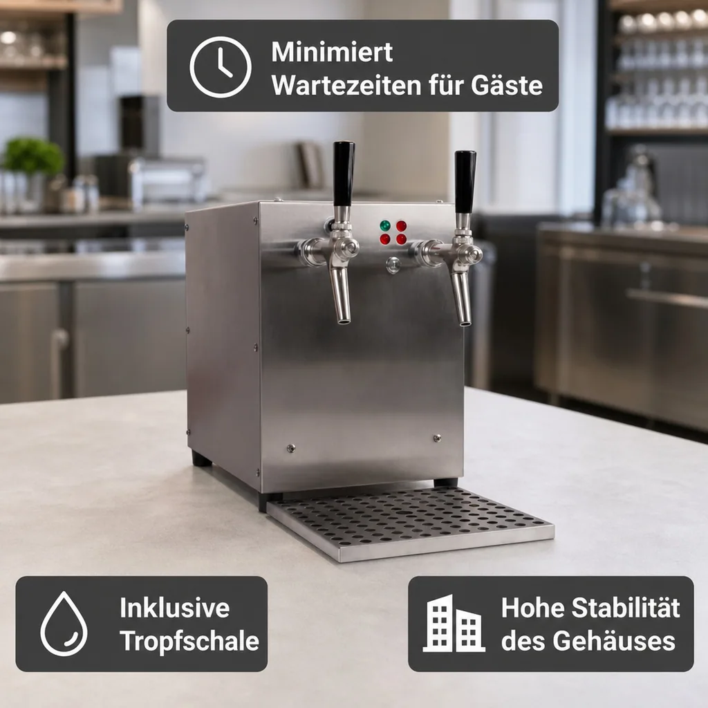 Glühweinzapfanlage, Getränke-Durchlauferhitzer, 9kW, mit elektrischer Pumpe, 2-leitig, Edelstahl-Gehäuse