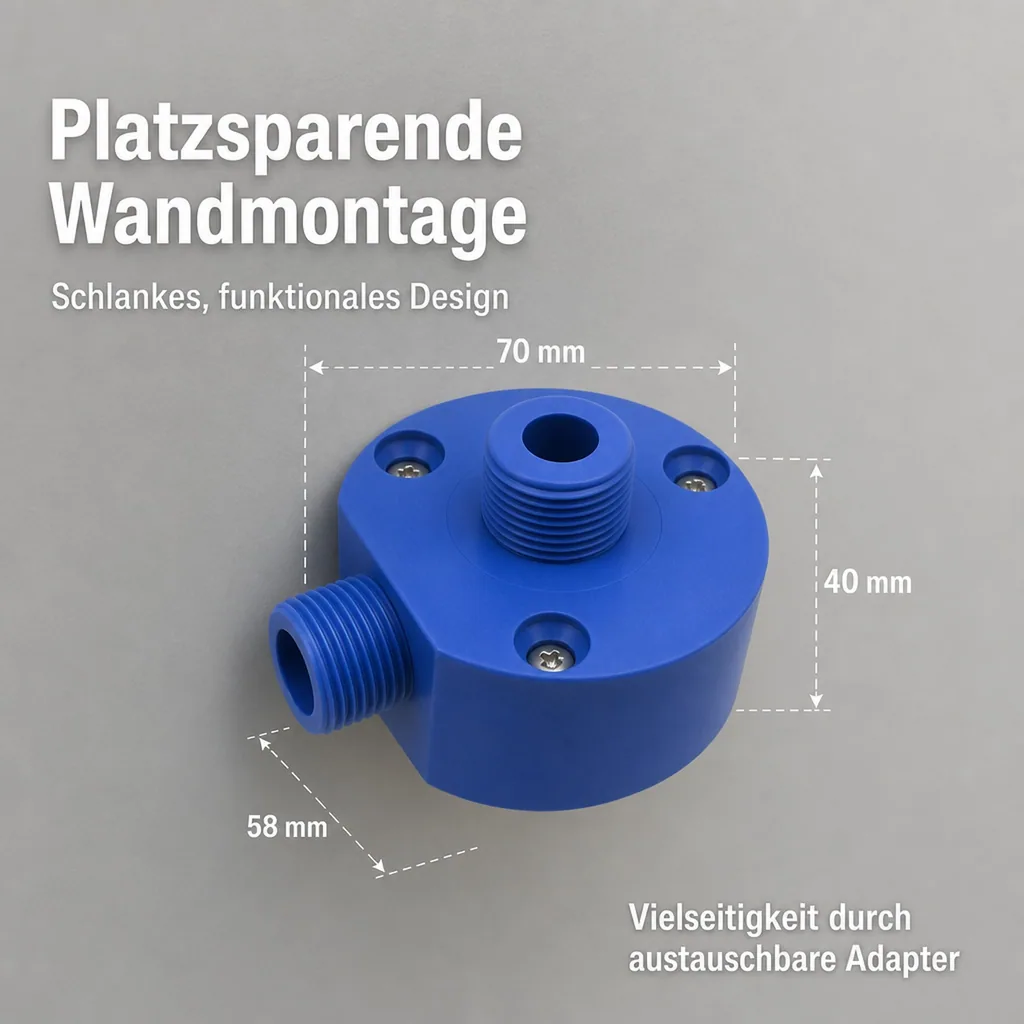 Wandhalter für Zapfkopfreinigungsadapter (1 Anschluss), mit seitlichem Wasseranschluss 5/8 Zoll