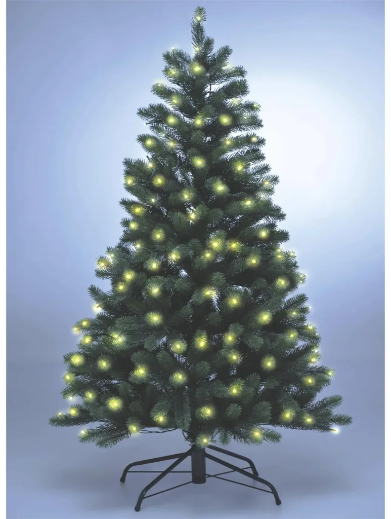 Weihnachtsbaum mit LED-Lichterkette und Standfuß, 150 cm hoch