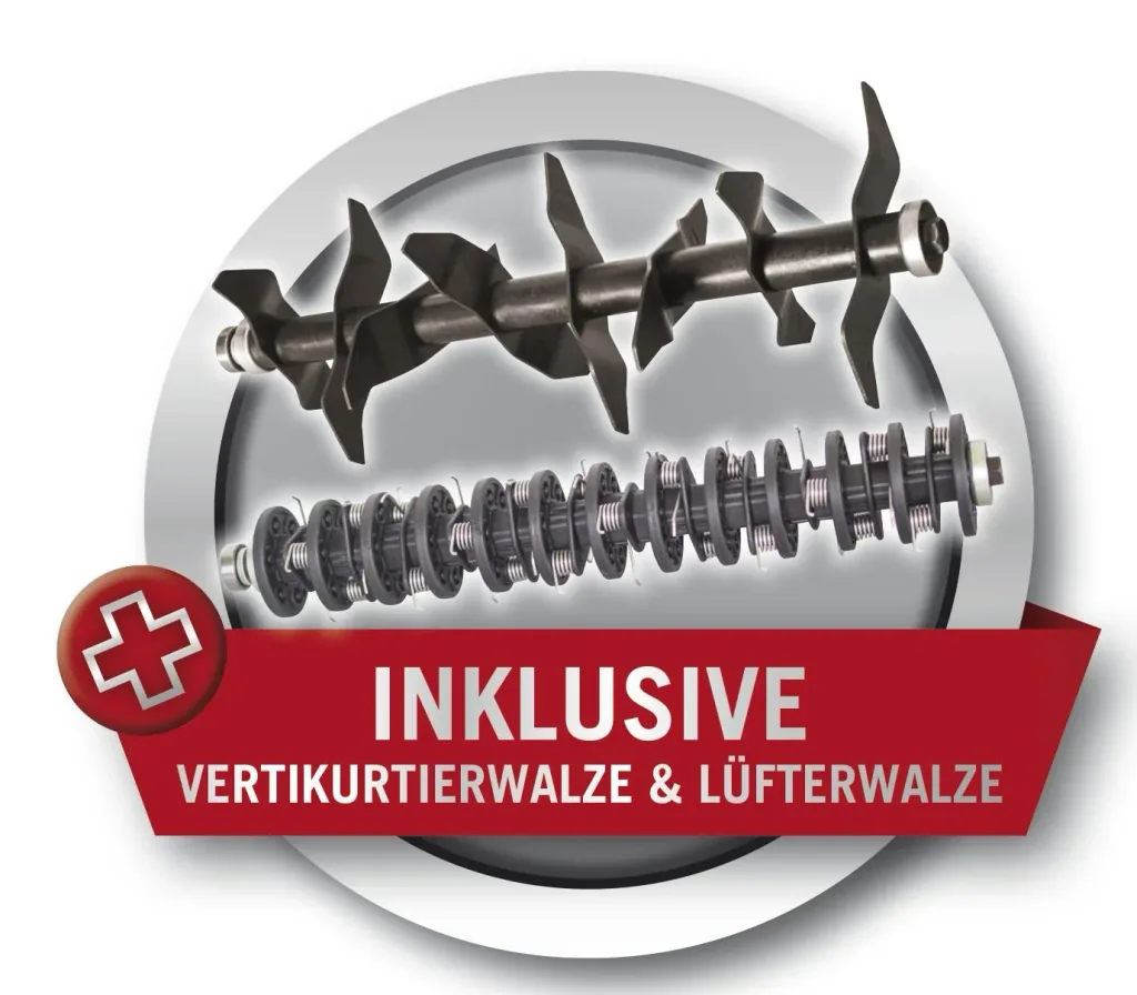 Vertikutierer SC36 1,5 kW, 36 cm, inklusive Lüfterwalze und Sack