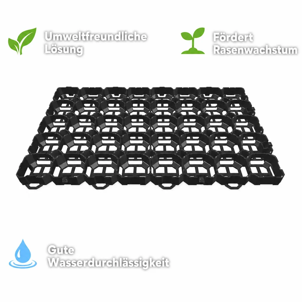 Rasengitter Schwarz, Rasenwaben, Befahrbar, RKP6 - Stabil und Umweltneutral 57x38x4cm