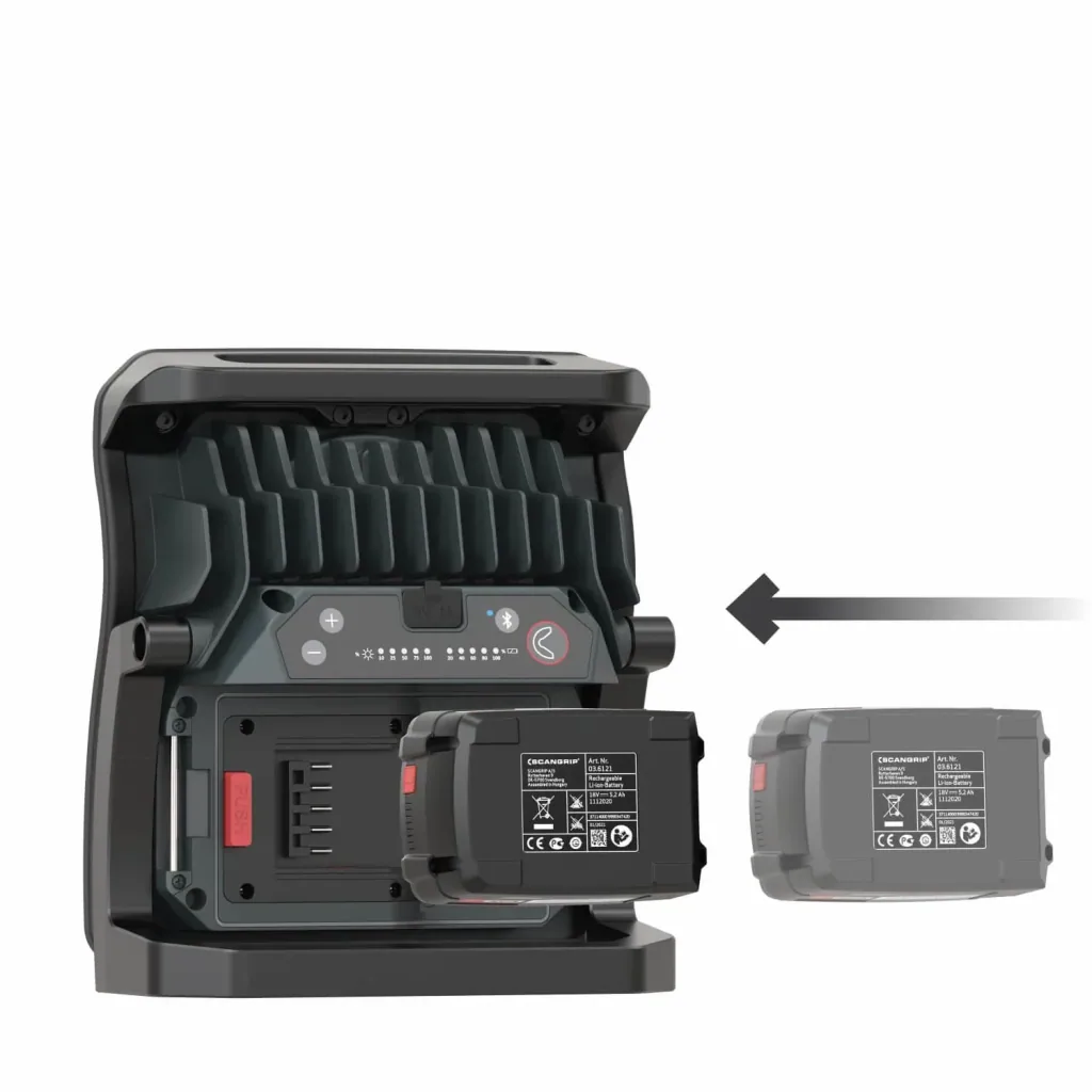 Handflutlichtstrahler NOVA 4 CAS + 12V 4Ah Akku, SC30 Ladegerät mit abnehmbarem Diffuser