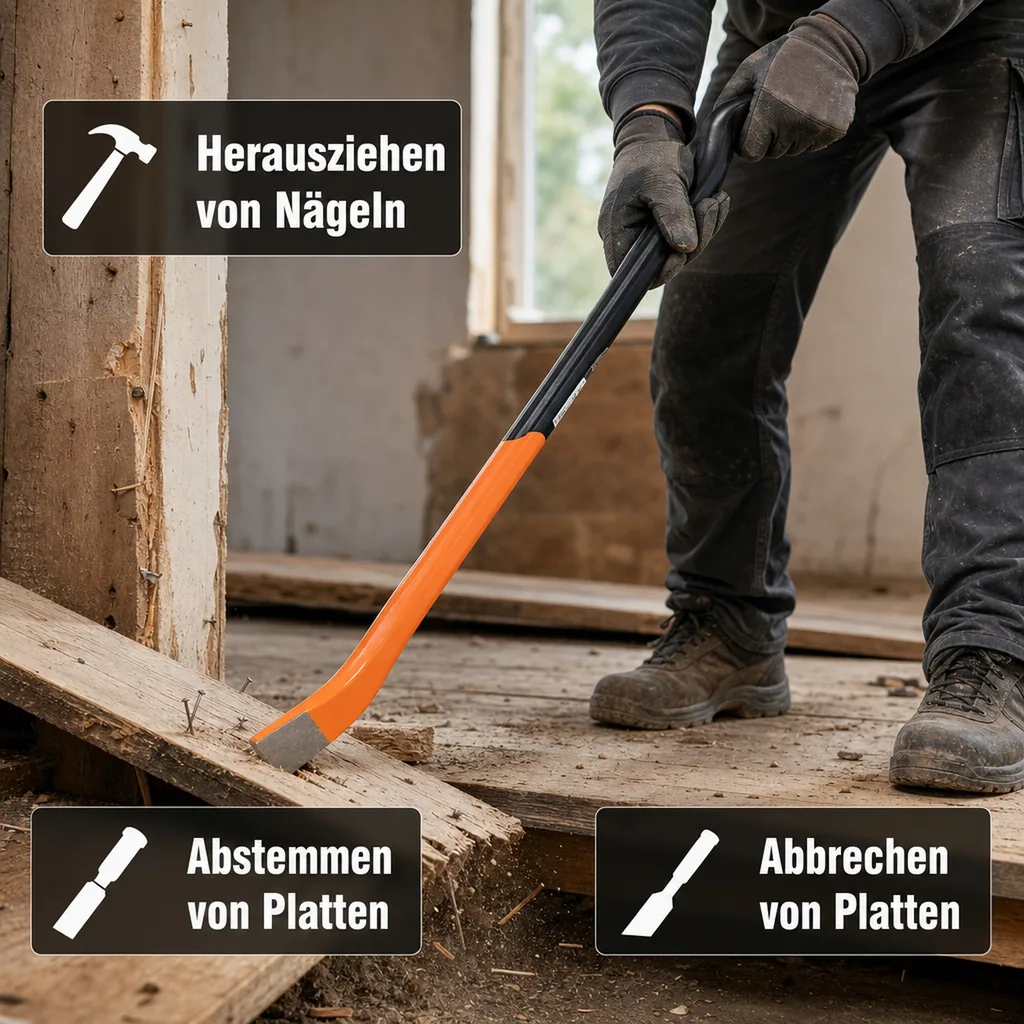 Nageleisen Brechstange 1200mm gehärteter Stahl Griff verstärkt