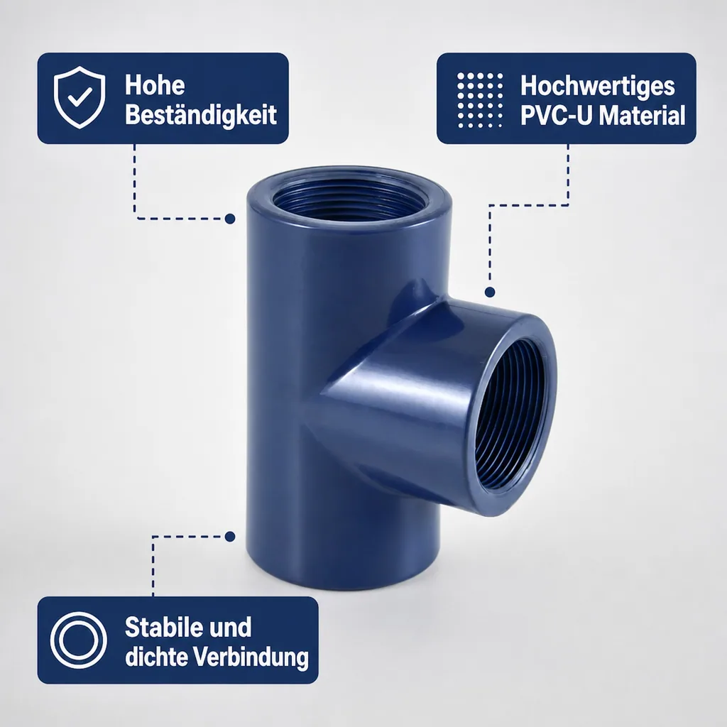 PVC Fitting, T-Stück 3/4 Zoll, Klebefitting, Rohrverbinder