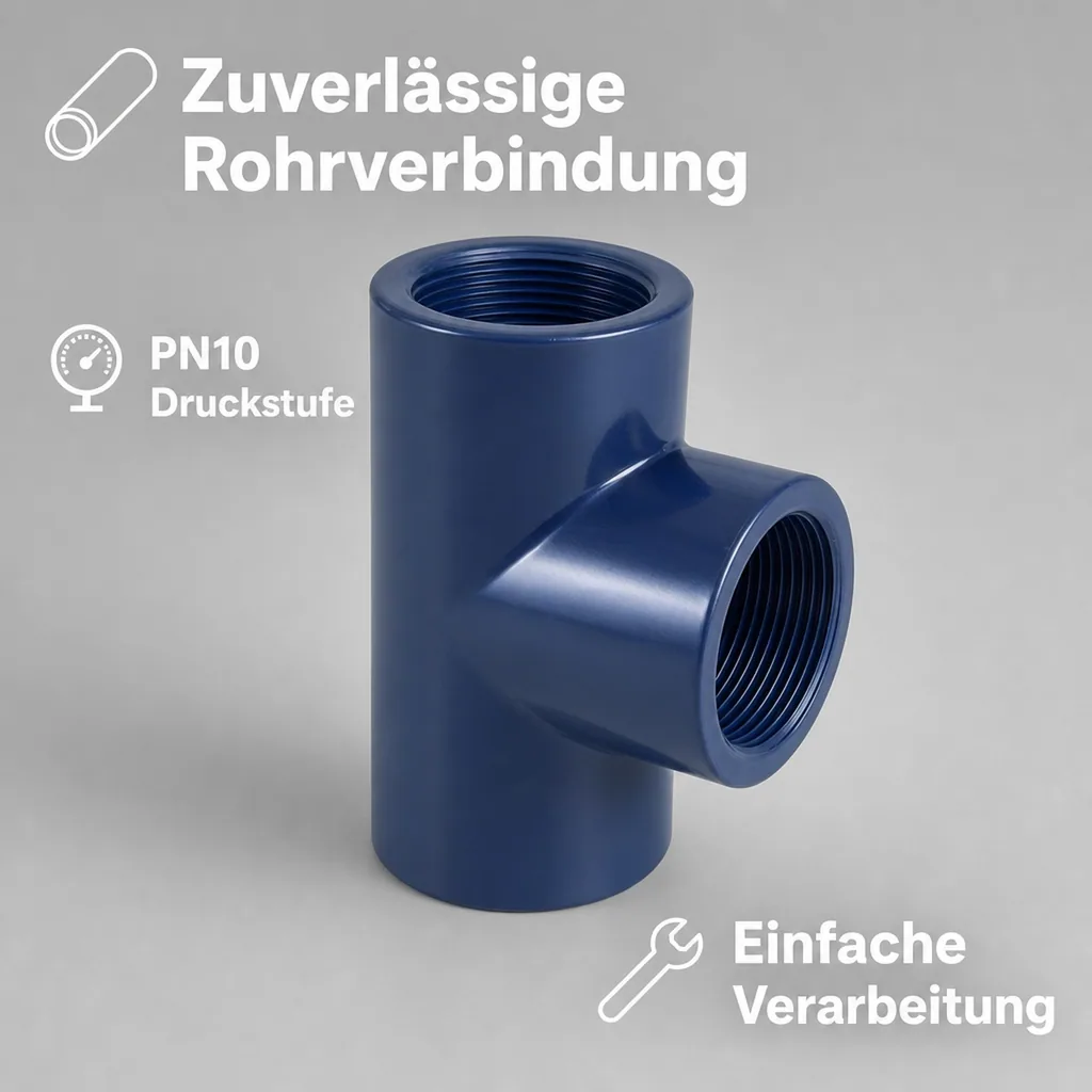 PVC Fitting, T-Stück 3/4 Zoll, Klebefitting, Rohrverbinder