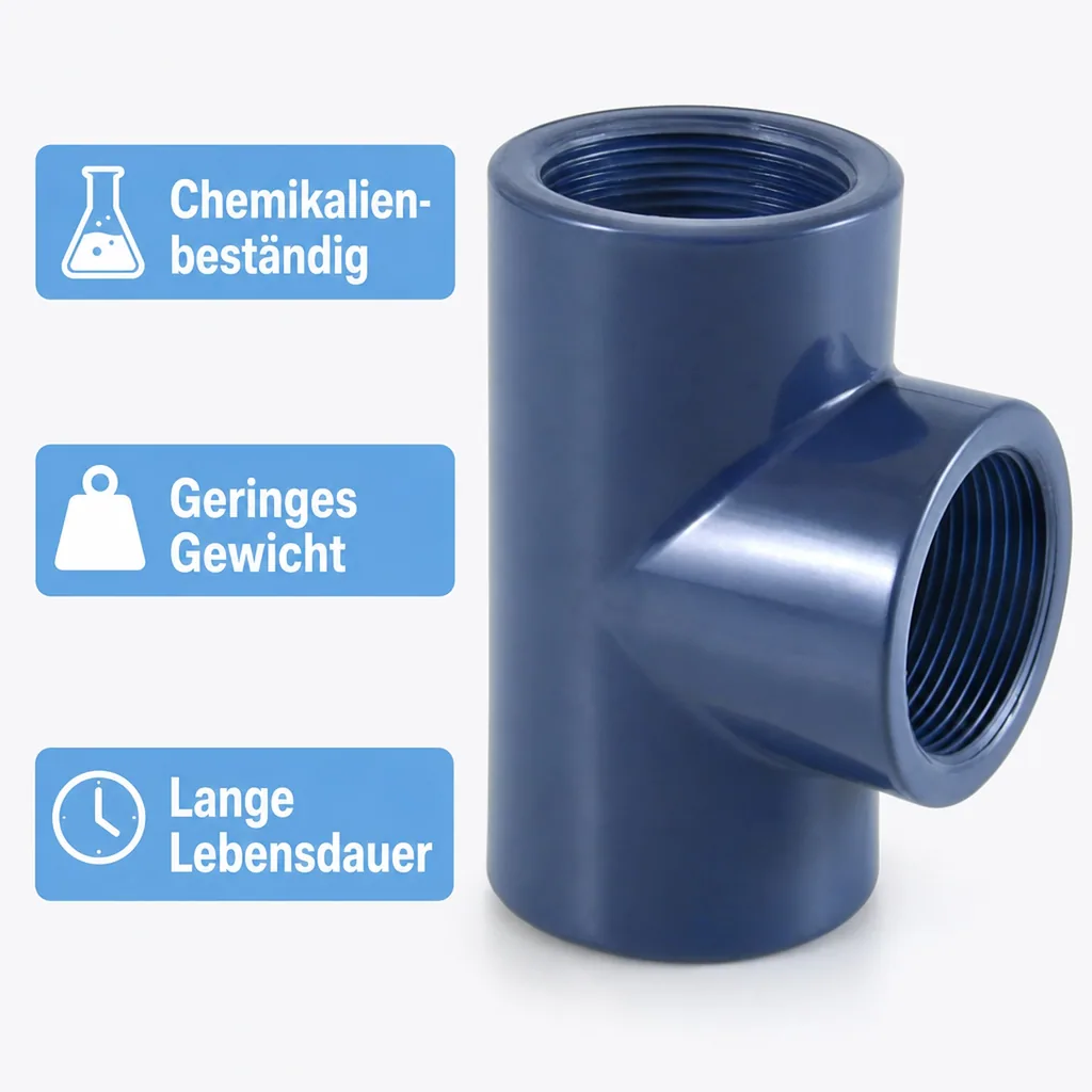 PVC Fitting, T-Stück 3/4 Zoll, Klebefitting, Rohrverbinder