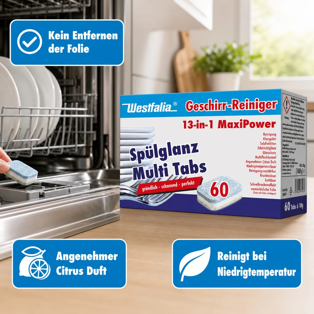 13 in 1 Multifunktions- Geschirrspültabs, 60 Stück