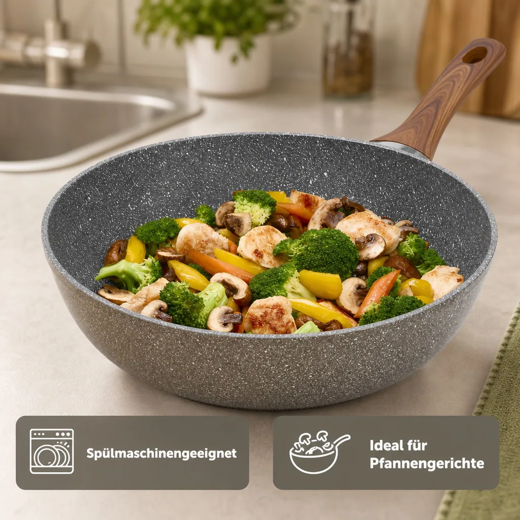 Aluminiumpfanne „Nevada“ tief 28 cm (1 x geschmiedete Jumbo-Aluminiumpfanne)