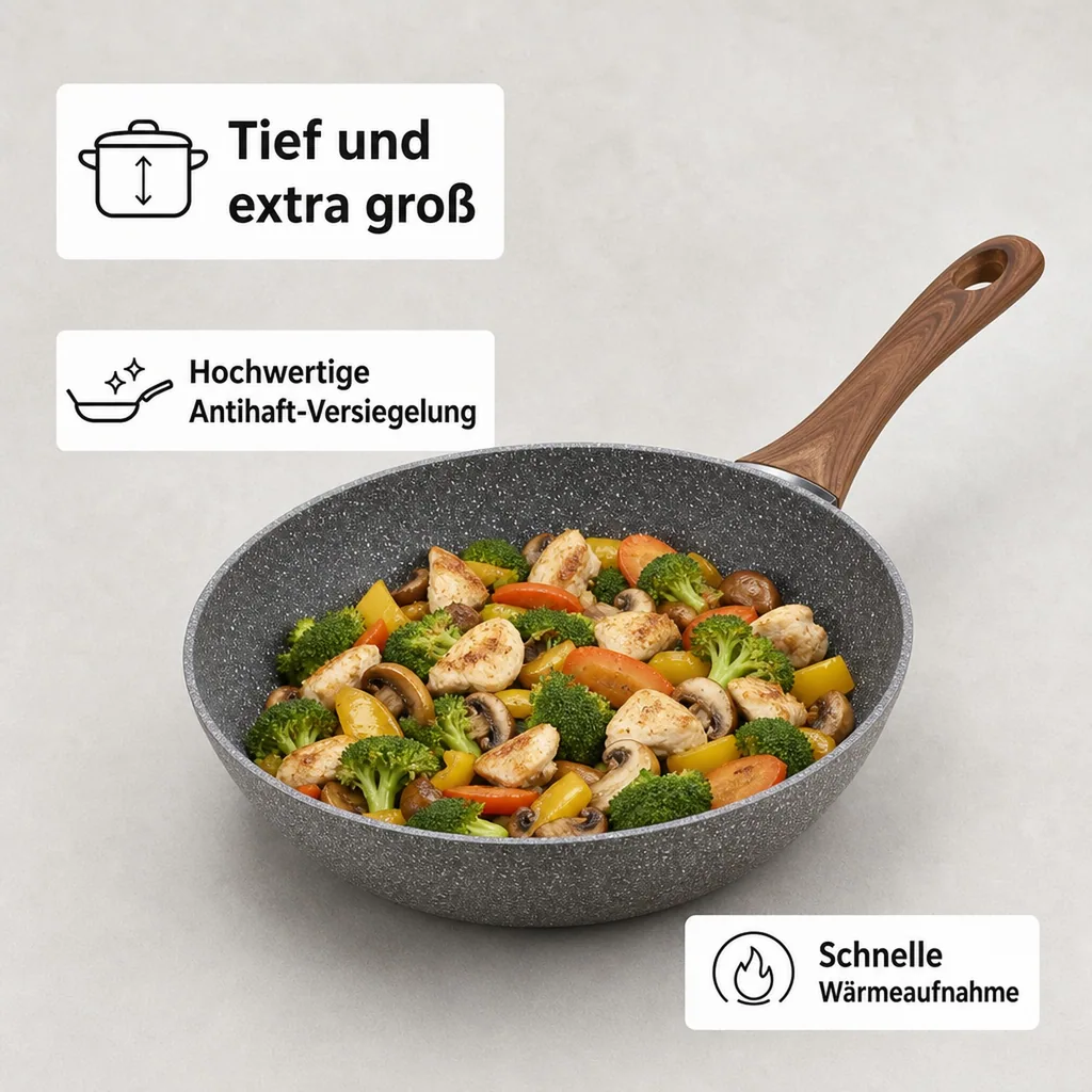 Aluminiumpfanne „Nevada“ tief 28 cm (1 x geschmiedete Jumbo-Aluminiumpfanne)