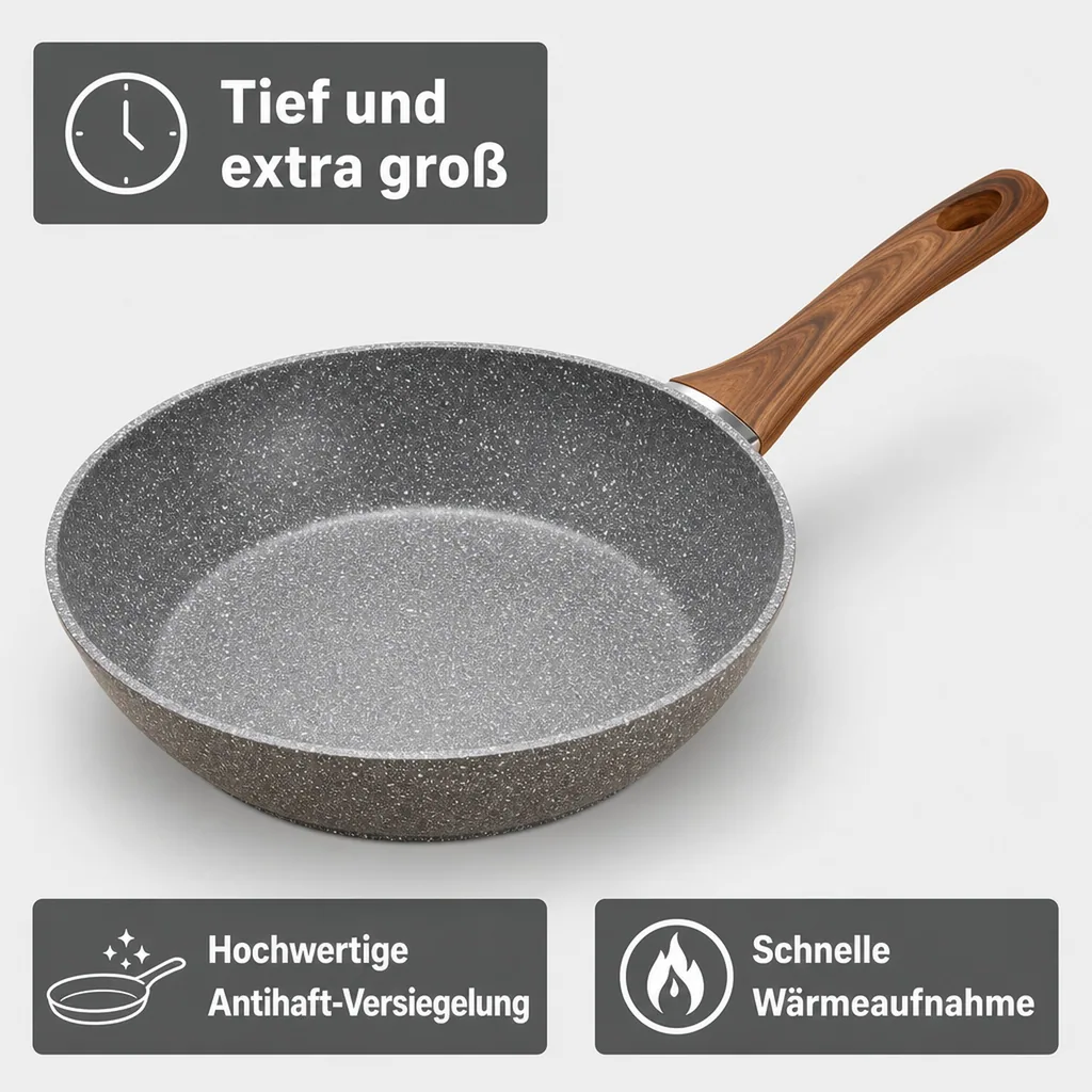 Aluminiumpfanne „Nevada“ tief 24 cm (1 x geschmiedete Jumbo-Aluminiumpfanne)