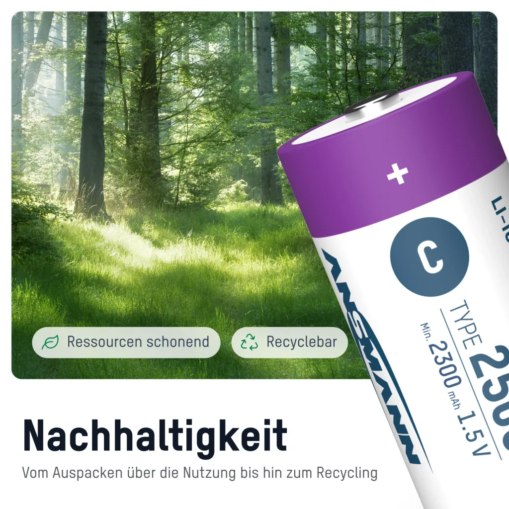 Lithium Ionen Baby (C) Akkus USB-C - 2 Stück, Sicherheitsabschaltung