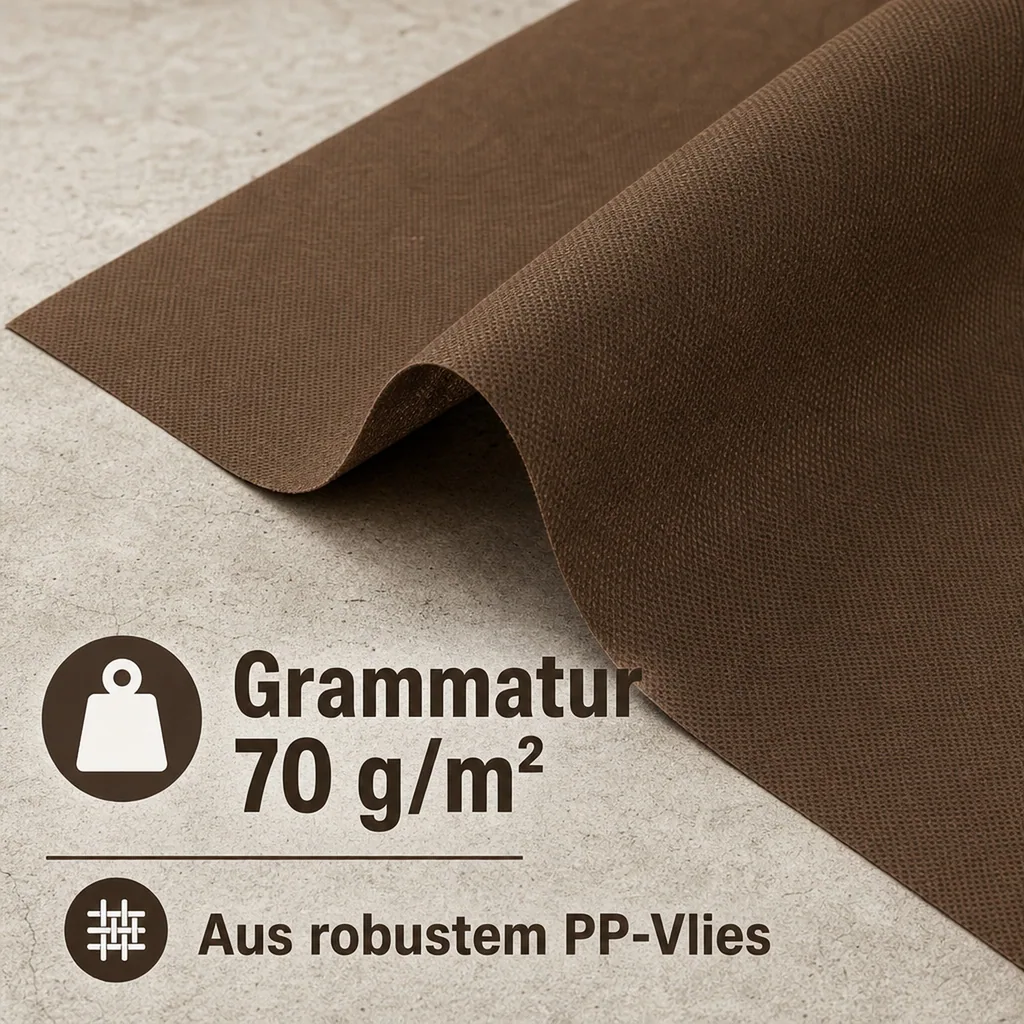 Mulch Vlies, 10 x 1.5 m,70 g/m², braun