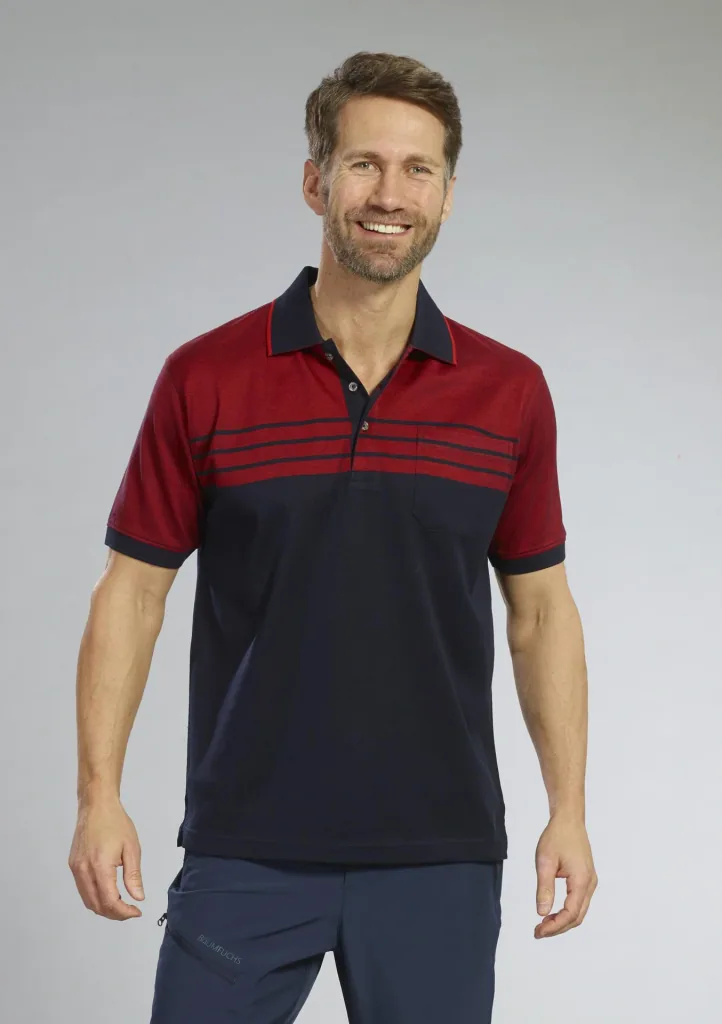 Poloshirt geknöpft, Farbe marine/rot, Gr.L