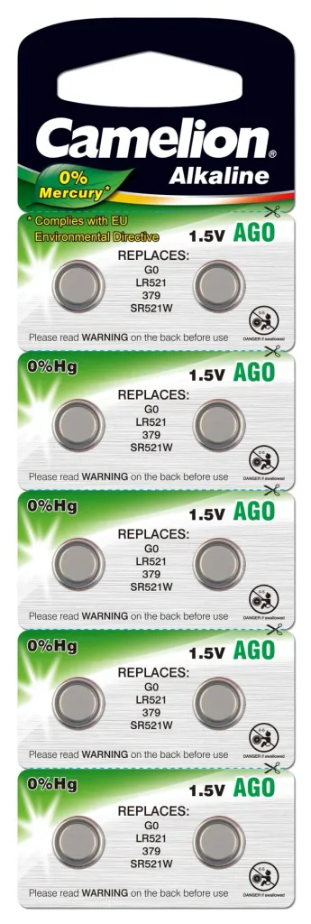 Alkaline Knopfzelle AG0/LR63, 1,5 Volt, 0%HG - 10 Stück