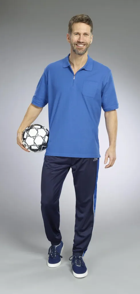 Poloshirt mit Reißverschluss, azur blau, Gr. L