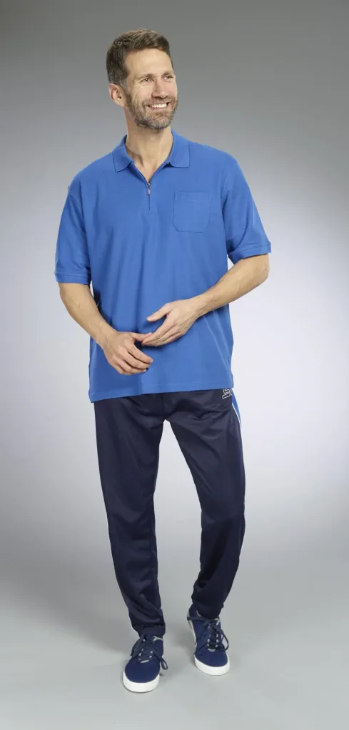 Poloshirt mit Reißverschluss, azur blau, Gr. L