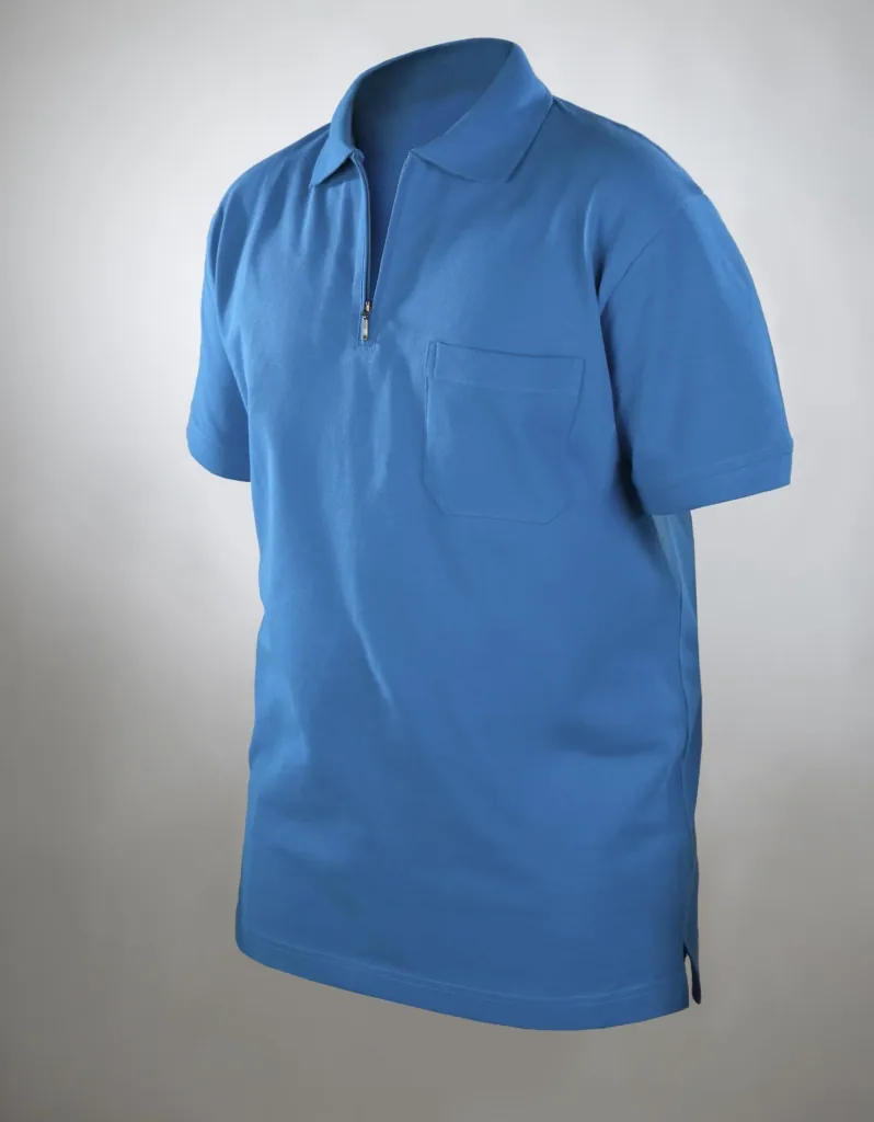 Poloshirt mit Reißverschluss, azur blau, Gr. L