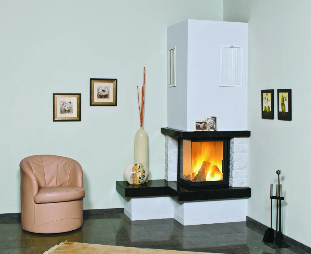 Heizkamin Nebraska Bank links Zeitbrand 4-8 kW royal-black/natur