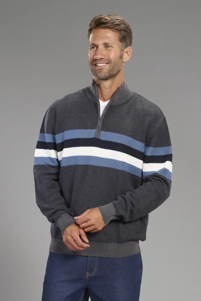 Pullover mit Stehkragen, Farbe blau, Gr.2XL
