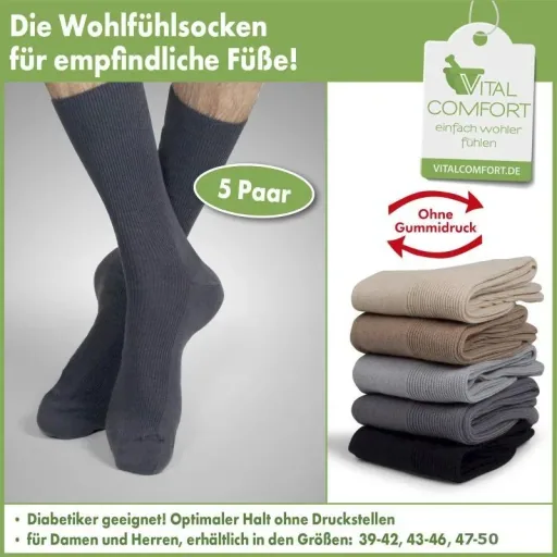 Wohlfühlsocken, hell sortiert, Größe 47 - 50, 5er Paar