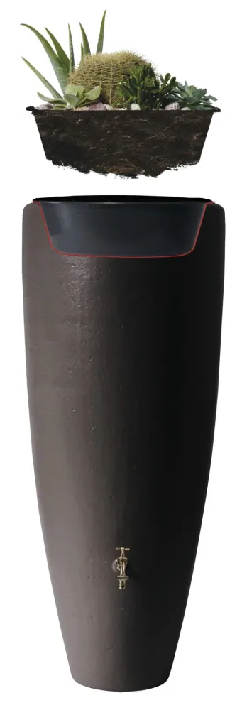 2 in 1 Regentonne, Wasserbehälter, 300 Liter, Mocca